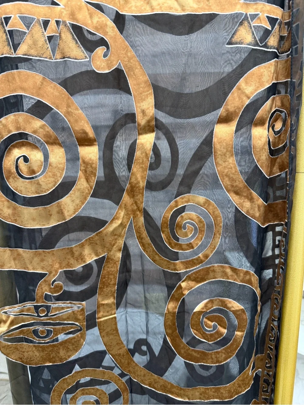 Black/Gold Abstract Patter Silk Scarf